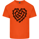 Heart Bike Chain Cycling Biker Motorbike Kids T-Shirt Childrens Orange