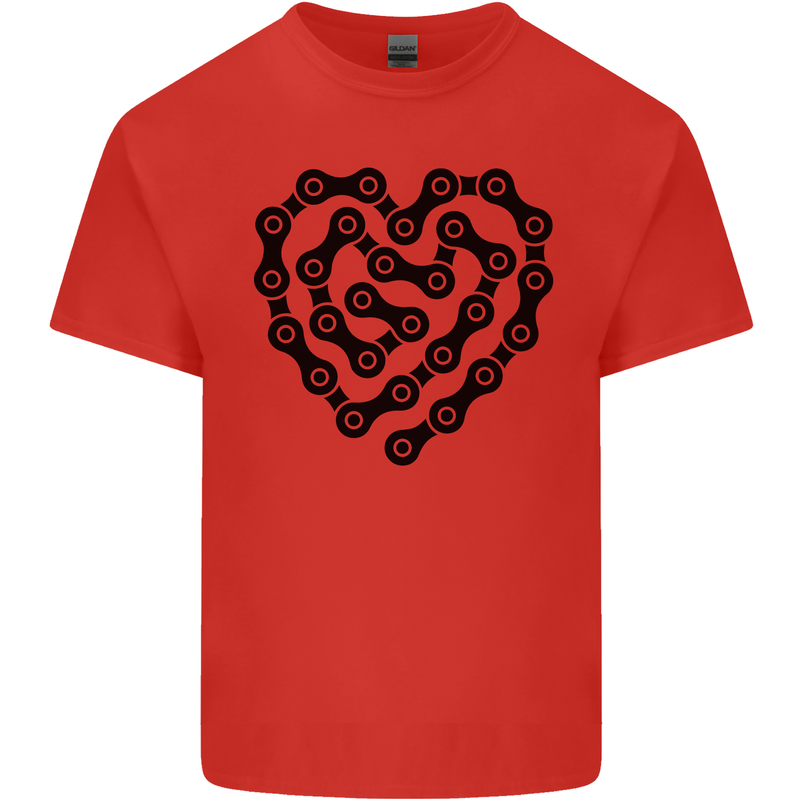 Heart Bike Chain Cycling Biker Motorbike Kids T-Shirt Childrens Red