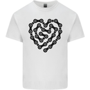 Heart Bike Chain Cycling Biker Motorbike Kids T-Shirt Childrens White