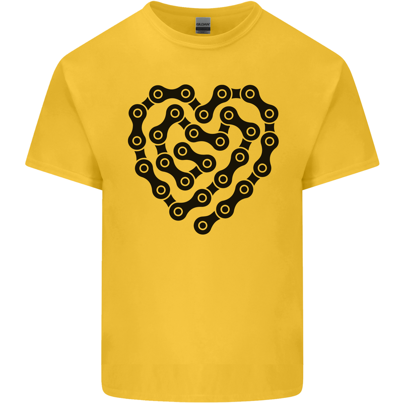Heart Bike Chain Cycling Biker Motorbike Kids T-Shirt Childrens Yellow
