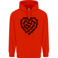 Heart Bike Chain Cycling Biker Motorbike Mens 80% Cotton Hoodie Bright Red