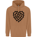 Heart Bike Chain Cycling Biker Motorbike Mens 80% Cotton Hoodie Caramel Latte