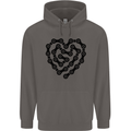 Heart Bike Chain Cycling Biker Motorbike Mens 80% Cotton Hoodie Charcoal