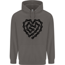 Heart Bike Chain Cycling Biker Motorbike Mens 80% Cotton Hoodie Charcoal