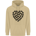 Heart Bike Chain Cycling Biker Motorbike Mens 80% Cotton Hoodie Sand