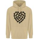 Heart Bike Chain Cycling Biker Motorbike Mens 80% Cotton Hoodie Sand