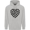 Heart Bike Chain Cycling Biker Motorbike Mens 80% Cotton Hoodie Sports Grey