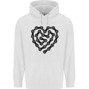 Heart Bike Chain Cycling Biker Motorbike Mens 80% Cotton Hoodie White