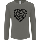 Heart Bike Chain Cycling Biker Motorbike Mens Long Sleeve T-Shirt Charcoal