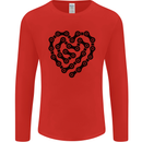 Heart Bike Chain Cycling Biker Motorbike Mens Long Sleeve T-Shirt Red