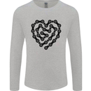 Heart Bike Chain Cycling Biker Motorbike Mens Long Sleeve T-Shirt Sports Grey