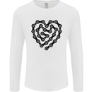 Heart Bike Chain Cycling Biker Motorbike Mens Long Sleeve T-Shirt White