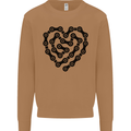 Heart Bike Chain Cycling Biker Motorbike Mens Sweatshirt Jumper Caramel Latte