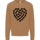 Heart Bike Chain Cycling Biker Motorbike Mens Sweatshirt Jumper Caramel Latte