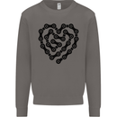 Heart Bike Chain Cycling Biker Motorbike Mens Sweatshirt Jumper Charcoal