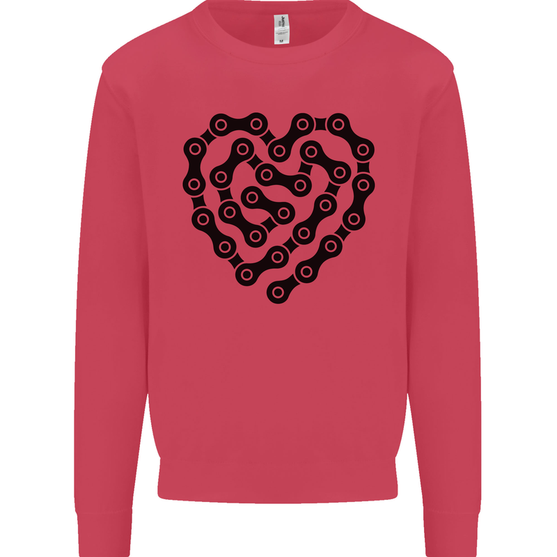 Heart Bike Chain Cycling Biker Motorbike Mens Sweatshirt Jumper Heliconia