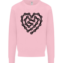 Heart Bike Chain Cycling Biker Motorbike Mens Sweatshirt Jumper Light Pink