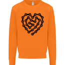 Heart Bike Chain Cycling Biker Motorbike Mens Sweatshirt Jumper Orange