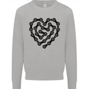Heart Bike Chain Cycling Biker Motorbike Mens Sweatshirt Jumper Sports Grey