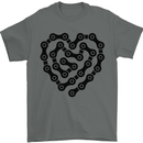 Heart Bike Chain Cycling Biker Motorbike Mens T-Shirt Cotton Gildan Charcoal
