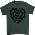 Heart Bike Chain Cycling Biker Motorbike Mens T-Shirt Cotton Gildan Forest Green