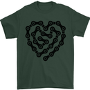Heart Bike Chain Cycling Biker Motorbike Mens T-Shirt Cotton Gildan Forest Green
