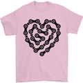 Heart Bike Chain Cycling Biker Motorbike Mens T-Shirt Cotton Gildan Light Pink