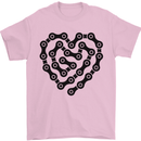 Heart Bike Chain Cycling Biker Motorbike Mens T-Shirt Cotton Gildan Light Pink