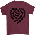 Heart Bike Chain Cycling Biker Motorbike Mens T-Shirt Cotton Gildan Maroon