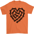 Heart Bike Chain Cycling Biker Motorbike Mens T-Shirt Cotton Gildan Orange