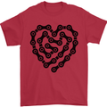 Heart Bike Chain Cycling Biker Motorbike Mens T-Shirt Cotton Gildan Red