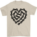 Heart Bike Chain Cycling Biker Motorbike Mens T-Shirt Cotton Gildan Sand