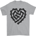 Heart Bike Chain Cycling Biker Motorbike Mens T-Shirt Cotton Gildan Sports Grey