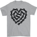 Heart Bike Chain Cycling Biker Motorbike Mens T-Shirt Cotton Gildan Sports Grey