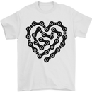 Heart Bike Chain Cycling Biker Motorbike Mens T-Shirt Cotton Gildan White