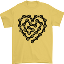 Heart Bike Chain Cycling Biker Motorbike Mens T-Shirt Cotton Gildan Yellow