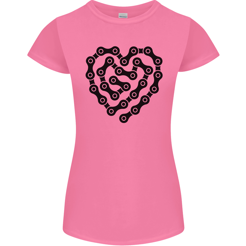 Heart Bike Chain Cycling Biker Motorbike Womens Petite Cut T-Shirt Azalea