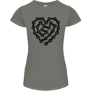Heart Bike Chain Cycling Biker Motorbike Womens Petite Cut T-Shirt Charcoal