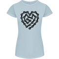 Heart Bike Chain Cycling Biker Motorbike Womens Petite Cut T-Shirt Light Blue