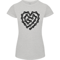 Heart Bike Chain Cycling Biker Motorbike Womens Petite Cut T-Shirt Sports Grey