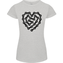 Heart Bike Chain Cycling Biker Motorbike Womens Petite Cut T-Shirt Sports Grey