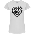Heart Bike Chain Cycling Biker Motorbike Womens Petite Cut T-Shirt White
