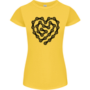 Heart Bike Chain Cycling Biker Motorbike Womens Petite Cut T-Shirt Yellow