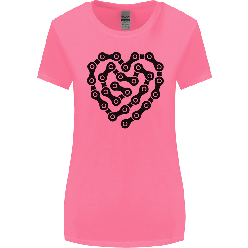 Heart Bike Chain Cycling Biker Motorbike Womens Wider Cut T-Shirt Azalea