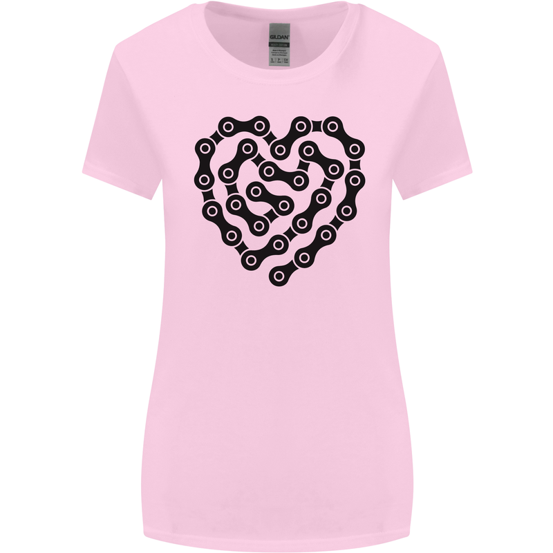 Heart Bike Chain Cycling Biker Motorbike Womens Wider Cut T-Shirt Light Pink