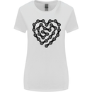 Heart Bike Chain Cycling Biker Motorbike Womens Wider Cut T-Shirt White