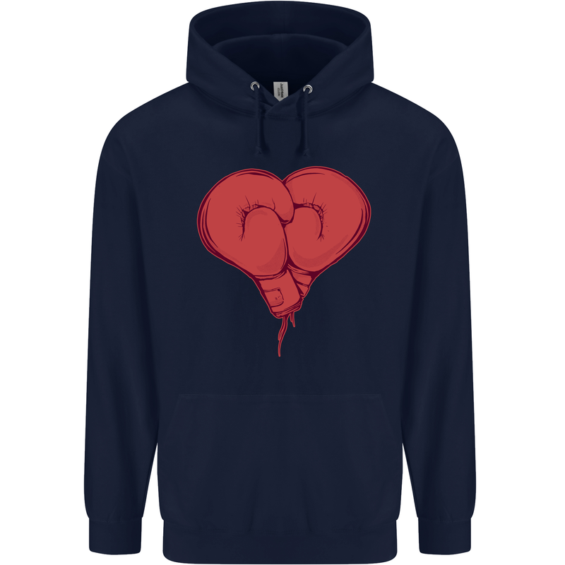 Heart Boxing Gloves Boxer MMA Muay Thai Childrens Kids Hoodie Navy Blue