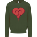 Heart Boxing Gloves Boxer MMA Muay Thai Kids Sweatshirt Jumper Forest Green