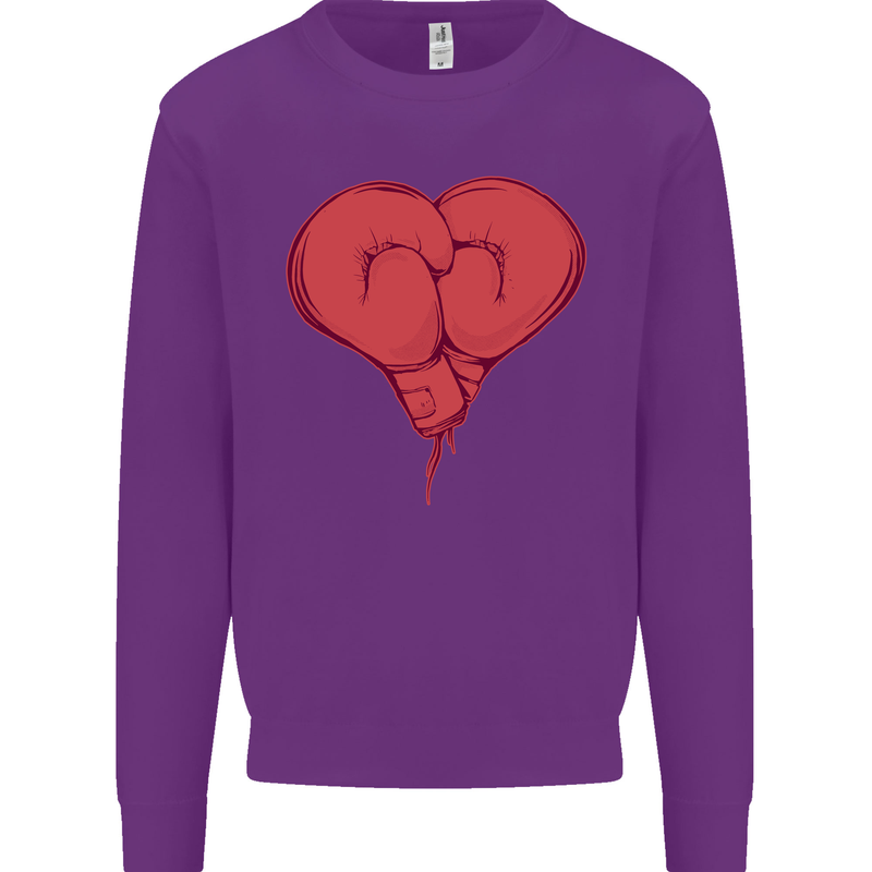 Heart Boxing Gloves Boxer MMA Muay Thai Kids Sweatshirt Jumper Purple