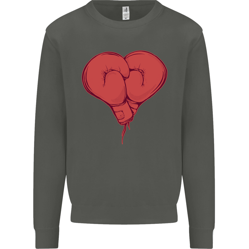 Heart Boxing Gloves Boxer MMA Muay Thai Kids Sweatshirt Jumper Storm Grey